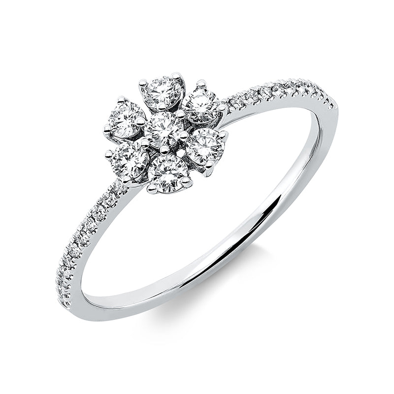 Ring 18 kt WG, 7 Brill. 0,27 ct, TW-si, 22 Brill. 0,06 ct, TW-si