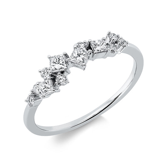 Ring 18 kt WG, 4 Princ. 0,27 ct, TW-si, 8 Brill. 0,12 ct, TW-pi