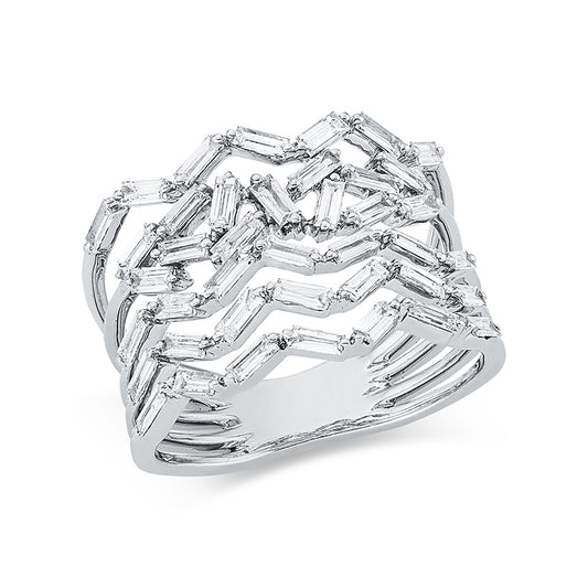 Ring 18 kt WG, 25 Bag. 0,57 ct, TW-si, 16 Bag. 0,38 ct, TW-si