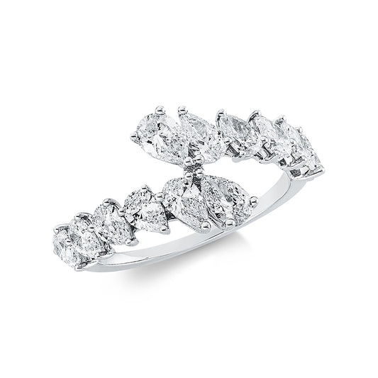 Ring 18 kt WG, 12 Tropfen 1,80 ct, TW-si