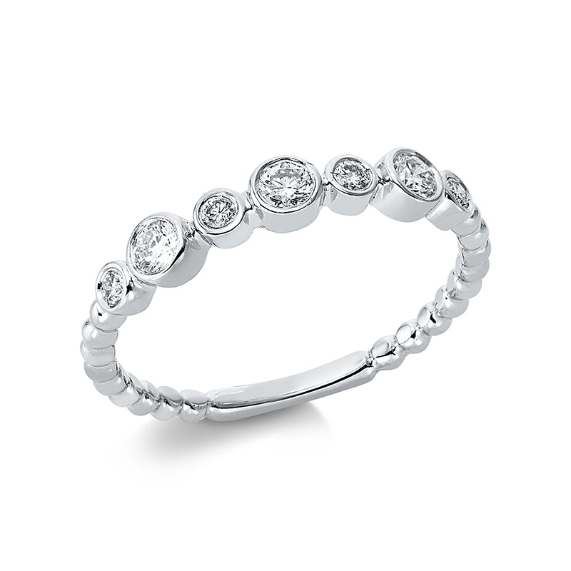 Ring 18 kt WG, 4 Brill. 0,09 ct, TW-si, 3 Brill. 0,19 ct, TW-si