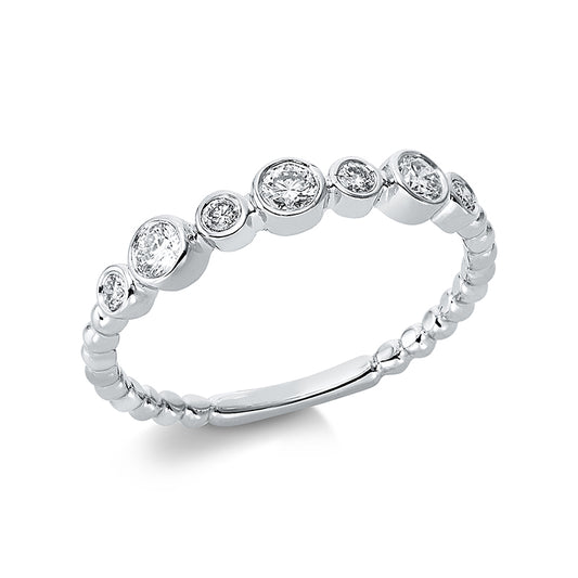 Ring 18 kt WG, 4 Brill. 0,09 ct, TW-si, 3 Brill. 0,19 ct, TW-si