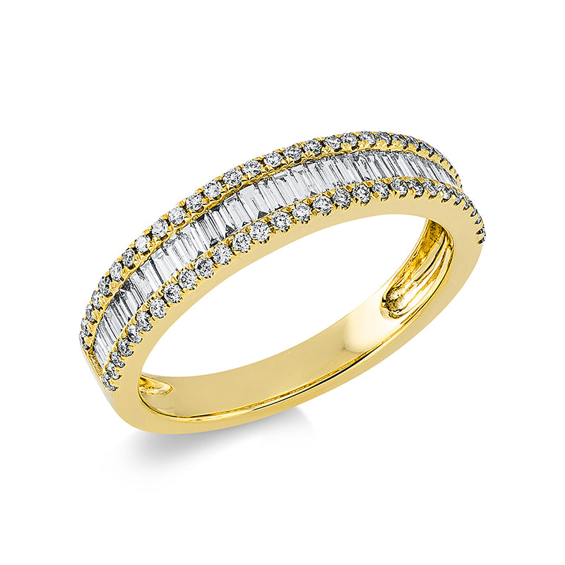 Ring 18 kt GG, 39 Bag. 0,39 ct, TW-si, 58 Brill. 0,24 ct, W-si