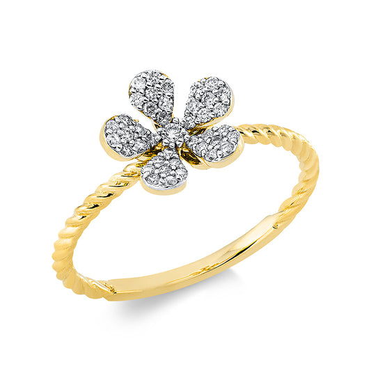 Ring 18 kt GG, Fassung rhodiniert, 41 Brill. 0,20 ct, F-si