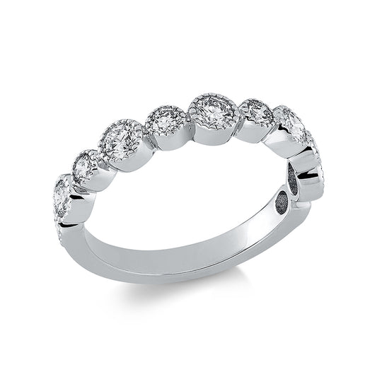 Ring 18 kt WG, 5 Brill. 0,61 ct, W-si, 6 Brill. 0,37 ct, W-si