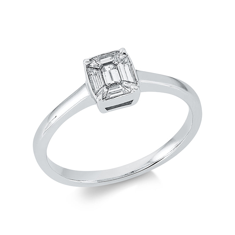 Ring 18 kt WG, 9 Fant-Schl. 0,32 ct, TW-si