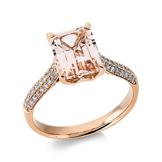 Ring 18 kt RG, 56 Dia. 0,21 ct, TW-si, 1 Morganit 2,17 ct rosa