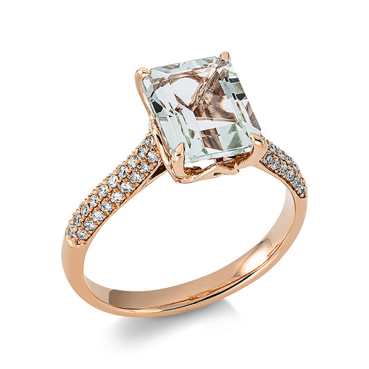 Ring 18 kt RG, 56 Dia. 0,21 ct, TW-si, 1 Amethyst 2,25 ct grün