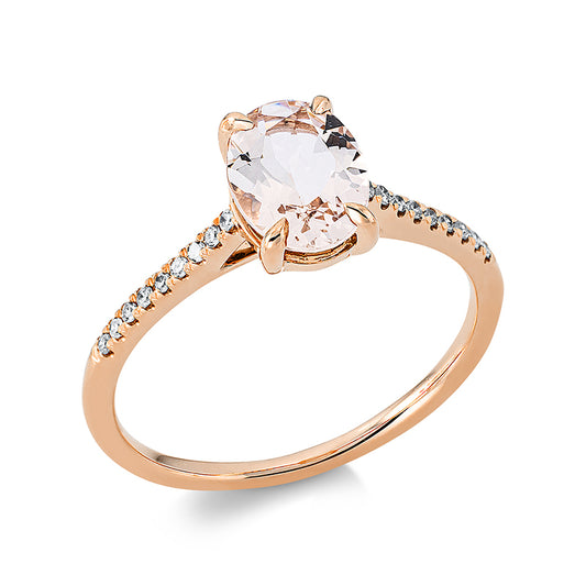 Ring 18 kt RG, 18 Dia. 0,07 ct, TW-si, 1 Morganit 1,10 ct rosa