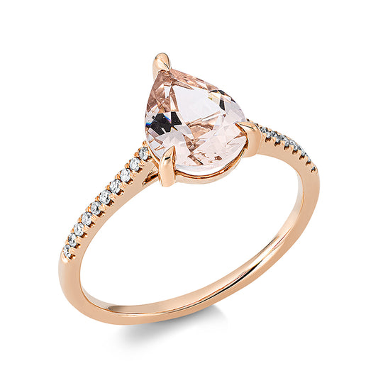 Ring 18 kt RG, 20 Dia. 0,08 ct, TW-si, 1 Morganit 1,40 ct rosa