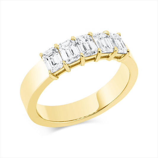 Ring 18 kt GG, 5 Sm.schliff 1,26 ct, TW-si