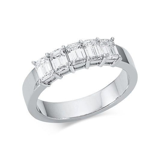 Ring 18 kt WG, 5 Sm.schliff 1,21 ct, TW-si