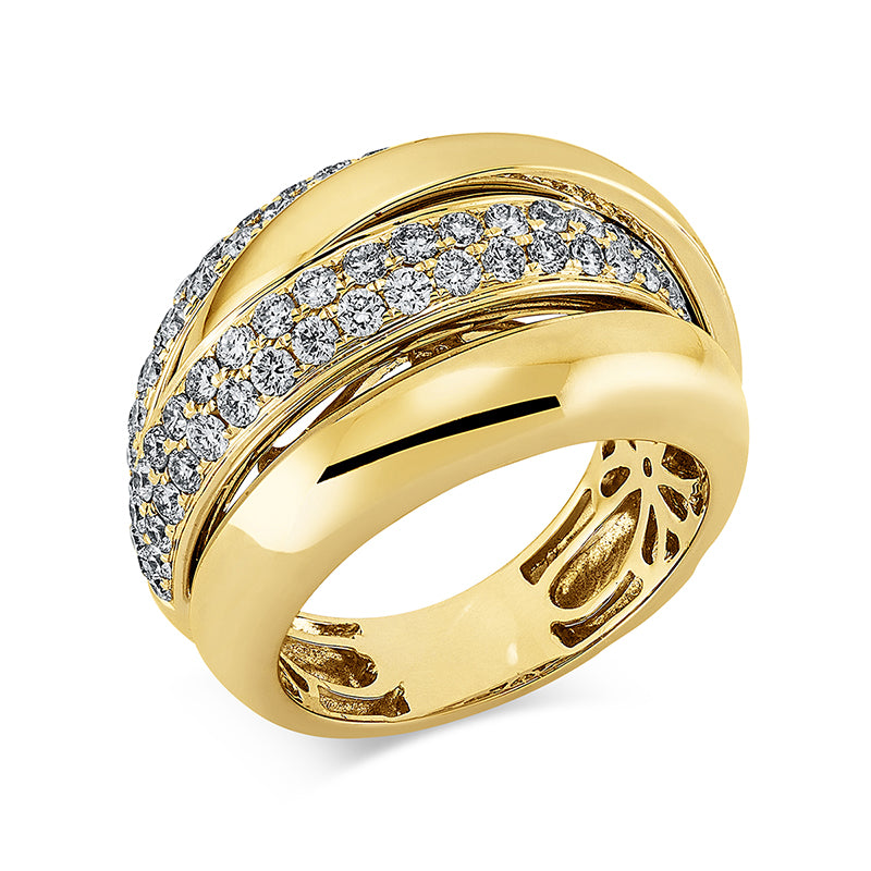 Ring 18 kt GG, 76 Brill. 1,31 ct, TW-si