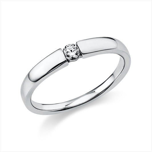 Ring 14 kt WG, poliert, 1 Brill. 0,10 ct, TW-si