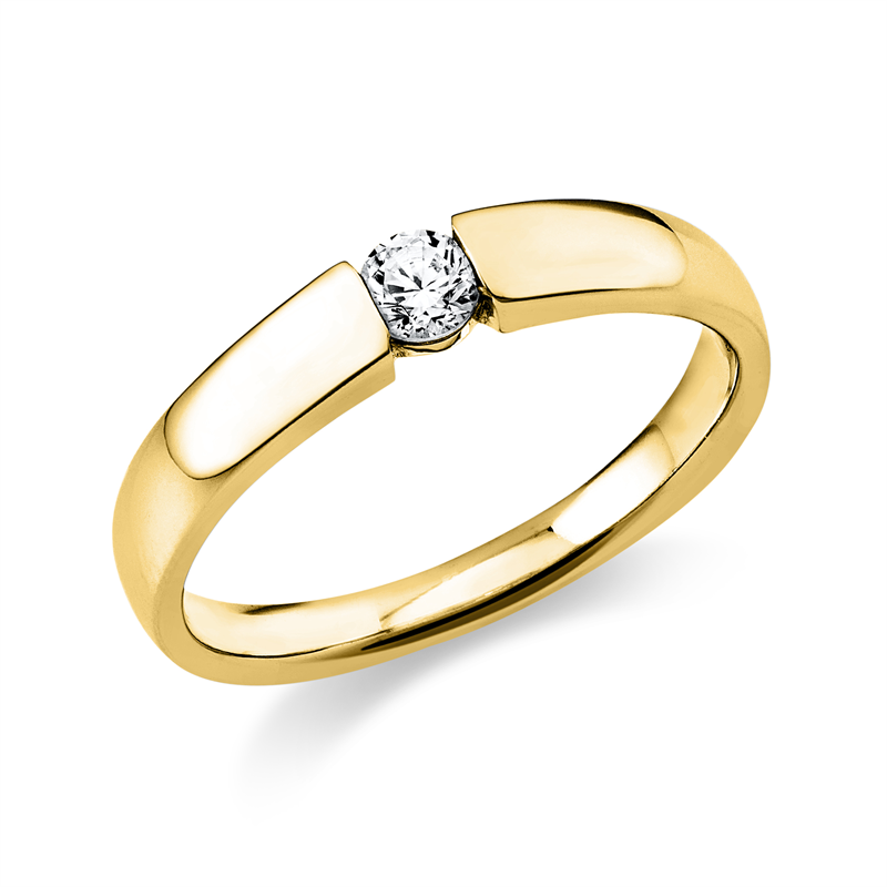 Ring 18 kt GG, poliert, 1 Brill. 0,15 ct, TW-si