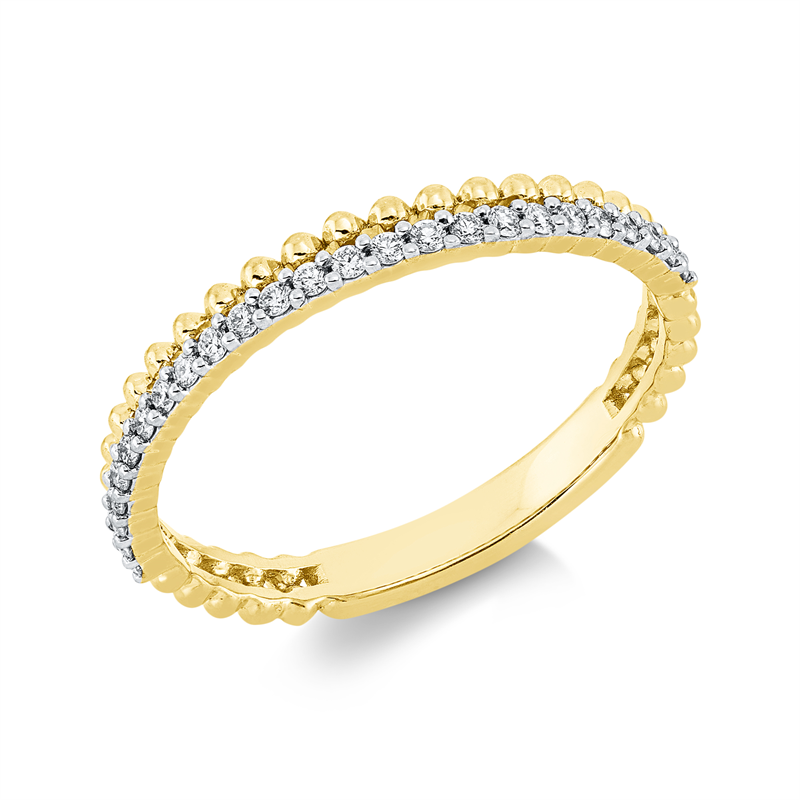 Ring 18 kt GG, Fassung rhodiniert, 25 Brill. 0,15 ct, TW-si