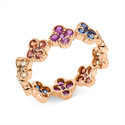 Ring 18 kt RG, 50 Saphire 1,77 ct fancy