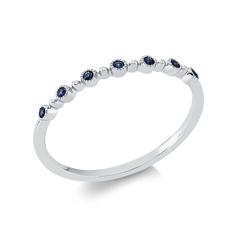 Ring 18 kt WG, 7 Saphire 0,08 ct blau