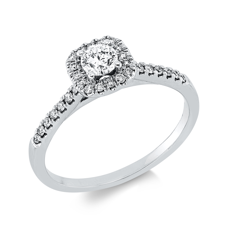 Ring 18 kt WG, 1 Brill. 0,25 ct, TW-pi, 32 Brill. 0,19 ct, TW-pi