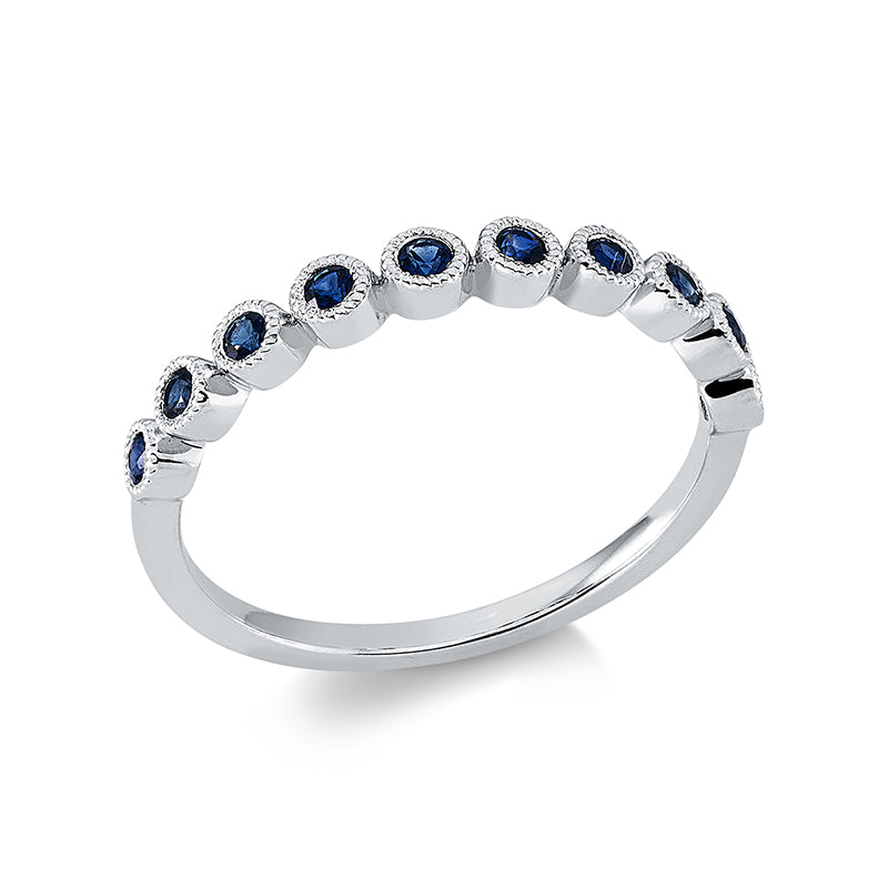 Ring 18 kt WG, 10 Saphire 0,32 ct blau