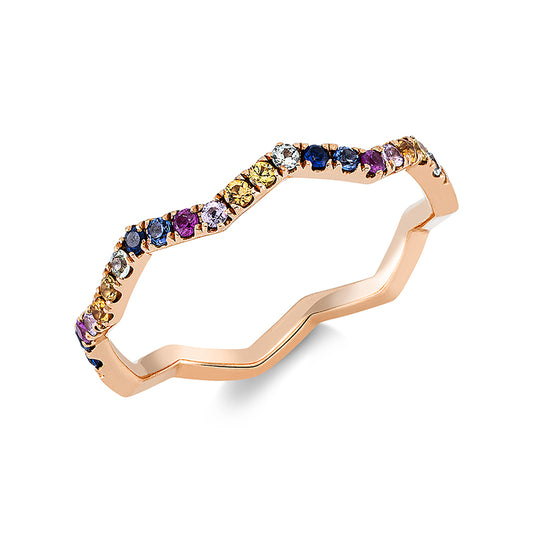 Ring 14 kt RG, 21 Saphire 0,29 ct multicolor