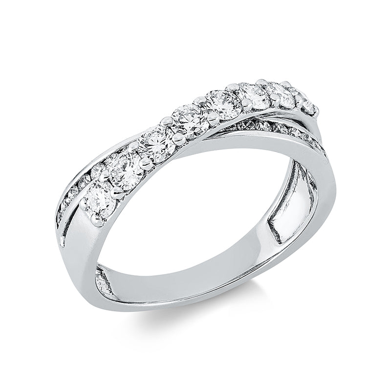 Ring 18 kt WG, 8 Brill. 0,64 ct, TW-si, 21 Brill. 0,23 ct, TW-si
