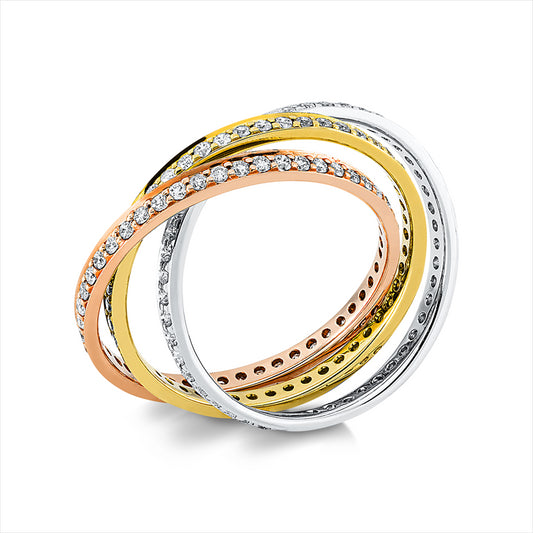 Ring 18 kt WG+GG+RG, 144 Brill. 0,98 ct, TW-si