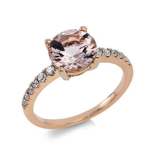 Ring 18 kt RG, 12 Brill. 0,19 ct, TW-si, 1 Morganit 1,76 ct rosa