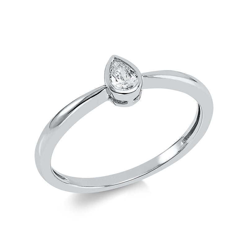 Ring 18 kt WG, 1 Tropfen 0,13 ct, TW-si