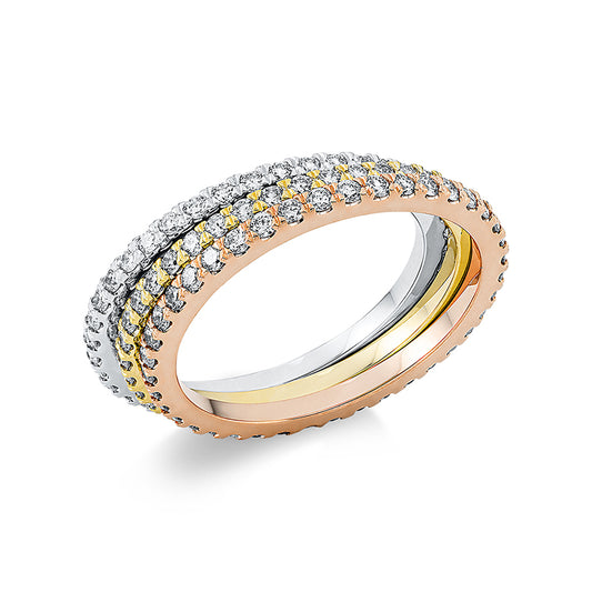 Ring 18 kt WG+GG+RG, 120 Brill. 1,20 ct, TW-si