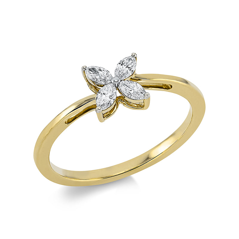 Ring 18 kt GG, 4 Nav. 0,27 ct, TW-si