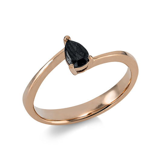 Ring 14 kt RG, 1 Tropfen 0,23 ct, schwarz