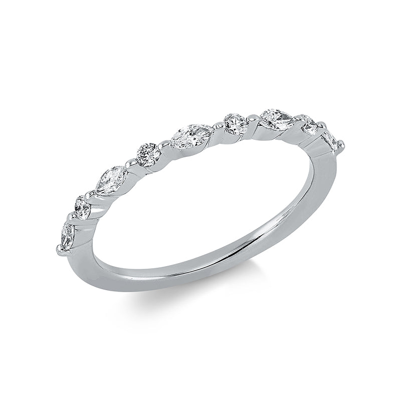 Ring 18 kt WG, 5 Nav. 0,20 ct, TW-si, 4 Brill. 0,09 ct, TW-si