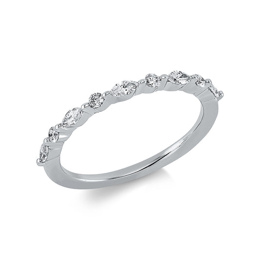 Ring 18 kt WG, 5 Nav. 0,20 ct, TW-si, 4 Brill. 0,09 ct, TW-si