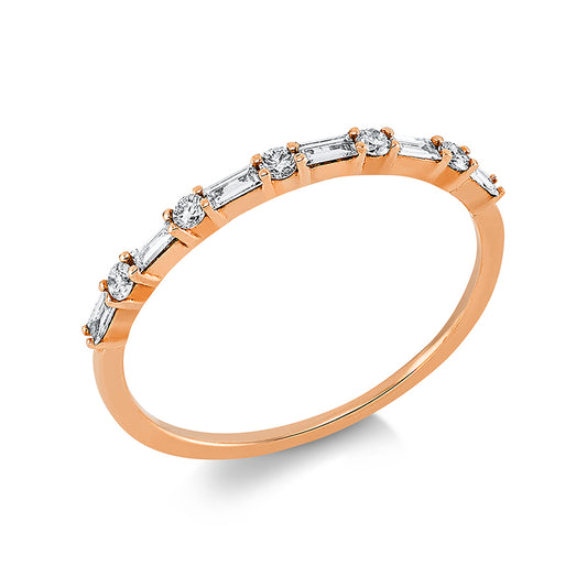 Ring 18 kt RG, 6 Bag. 0,15 ct, TW-si, 5 Brill. 0,09 ct, TW-si