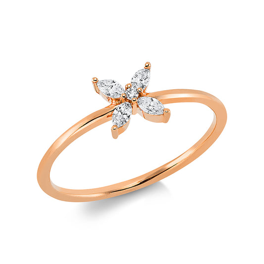 Ring 18 kt RG, 4 Nav. 0,13 ct, TW-vsi, 1 Brill. 0,01 ct, TW-si