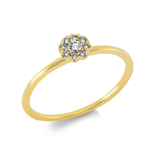 Ring 18 kt GG, 9 Brill. 0,11 ct, TW-si