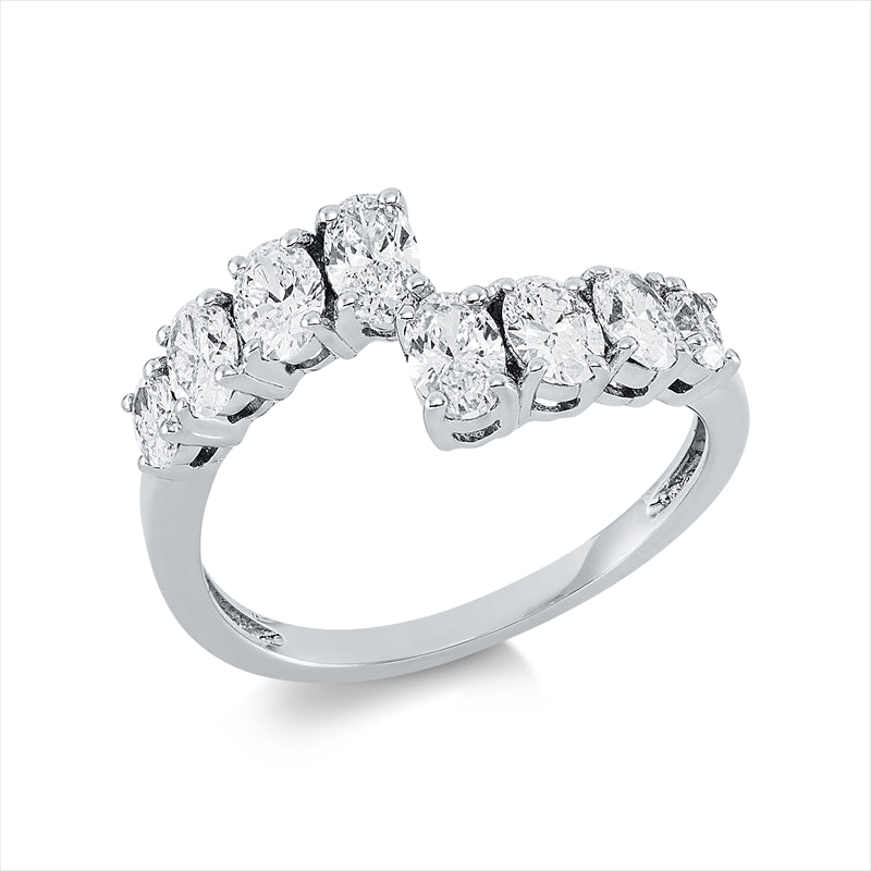 Ring 18 kt WG, 8 Oval 1,25 ct, TW-vsi
