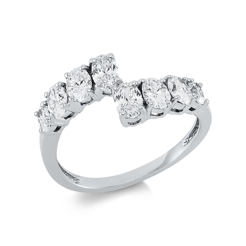 Ring 18 kt WG, 8 Oval 1,25 ct, TW-vsi