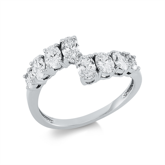Ring 18 kt WG, 8 Oval 1,25 ct, TW-vsi