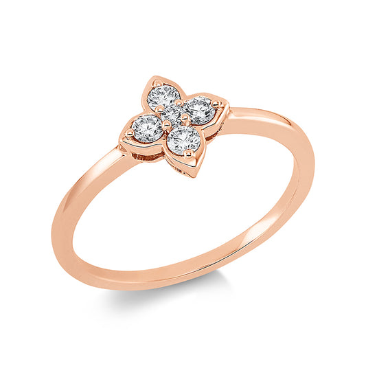 Ring 18 kt RG, 4 Brill. 0,17 ct, TW-si, 1 Brill. 0,02 ct, TW-si