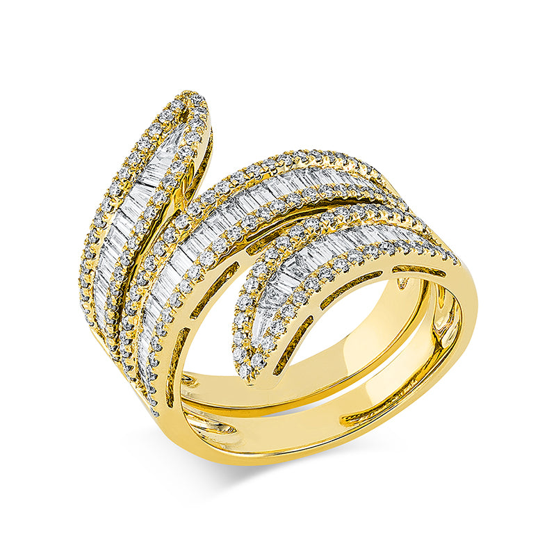 Ring 18 kt GG, 47 Bag. 0,73 ct, TW-vsi, 6 Trap. 0,13 ct, TW-vsi, 122 Brill. 0,60 ct, TW-si