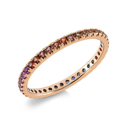 Ring 18 kt RG, 39 Saphire 0,63 ct multicolor