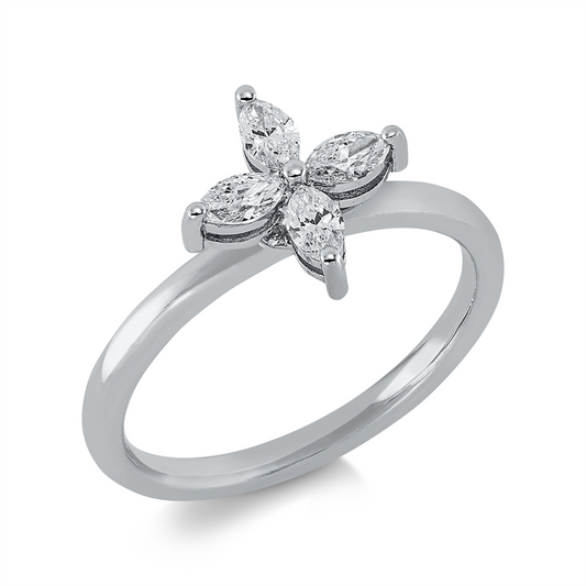Ring 18 kt WG, 4 Nav. 0,37 ct, F-vsi