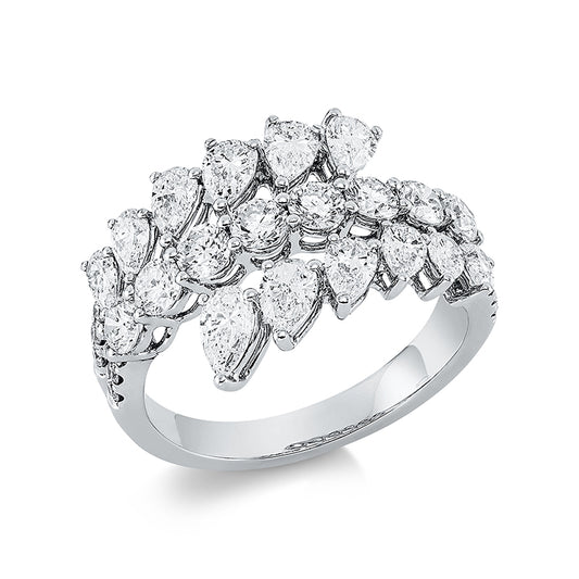 Ring 18 kt WG, 12 Tropfen 1,40 ct, TW-si, 20 Brill. 1,02 ct, TW-si