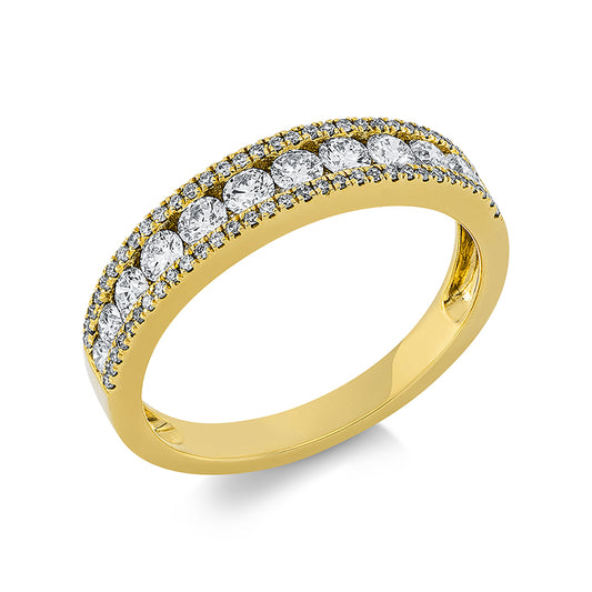 Ring 18 kt GG, 6 Brill. 0,21 ct, TW-si, 6 Brill. 0,30 ct, TW-si, 84 Brill. 0,16 ct, TW-si