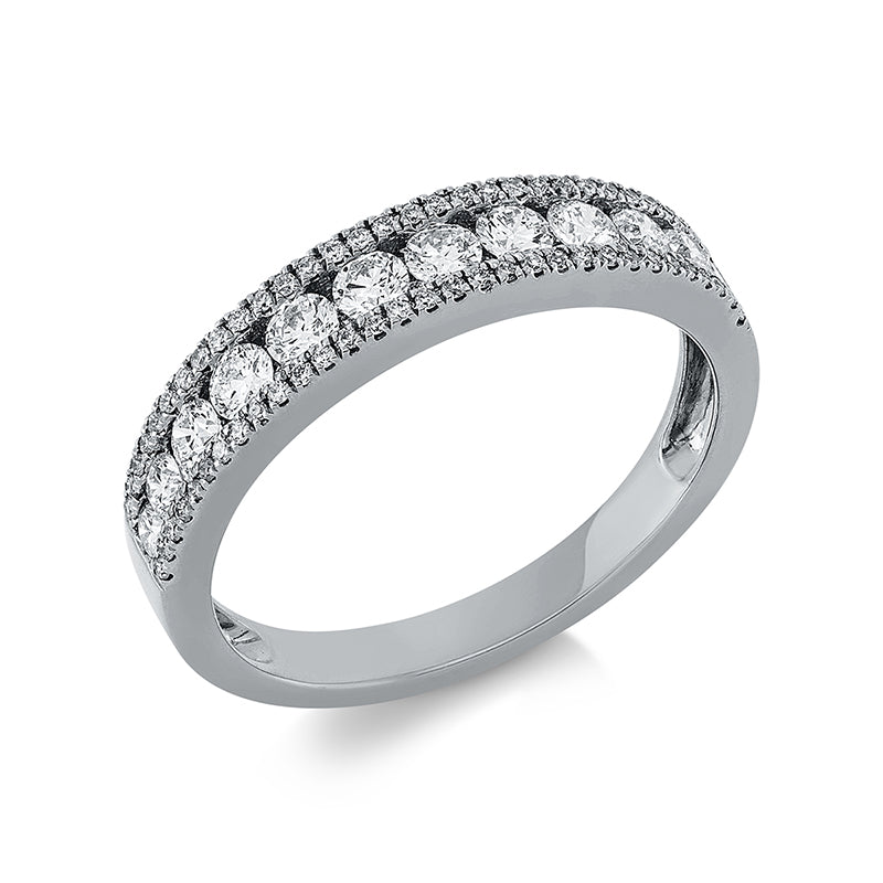 Ring 18 kt WG, 6 Brill. 0,21 ct, TW-si, 6 Brill. 0,30 ct, TW-si, 84 Brill. 0,18 ct, TW-si
