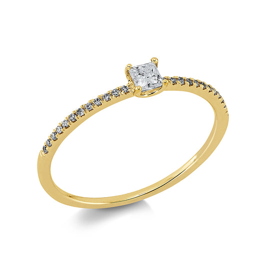 Ring 18 kt GG, 1 Princ. 0,14 ct, TW-si, 24 Dia. 0,06 ct, W-si