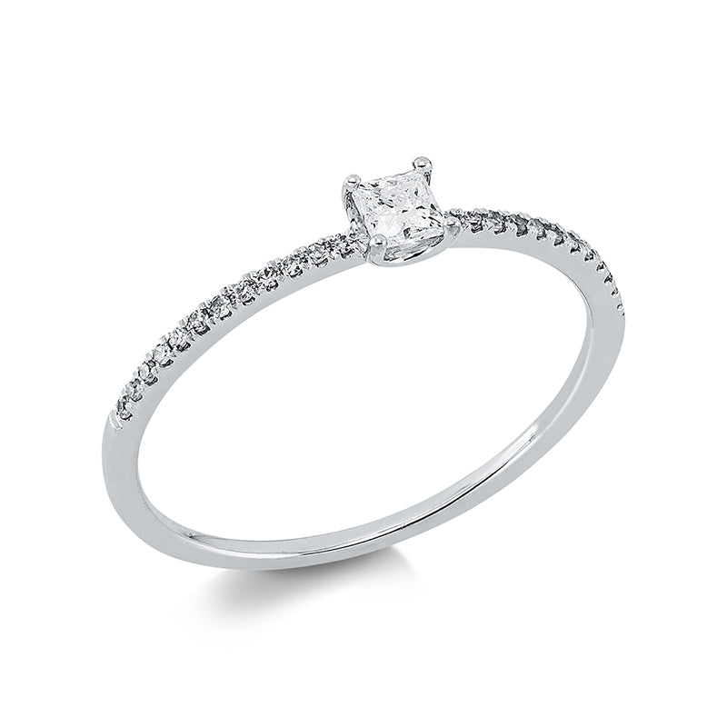 Ring 18 kt WG, 1 Princ. 0,13 ct, TW-si, 24 Dia. 0,06 ct, W-si