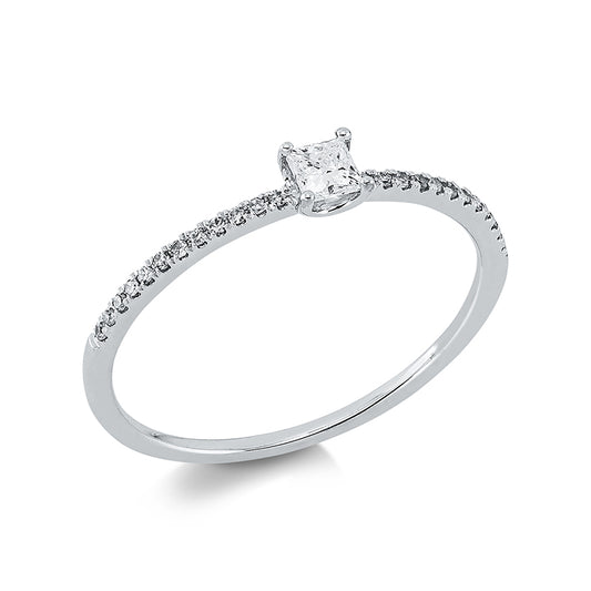 Ring 18 kt WG, 1 Princ. 0,13 ct, TW-si, 24 Dia. 0,06 ct, W-si